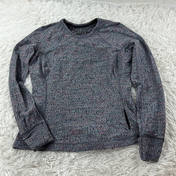 Lululemon Runderful Long Sleeve Neon Tweed Jacquard HTR Battleship Electric Cora - Picture 1 of 6